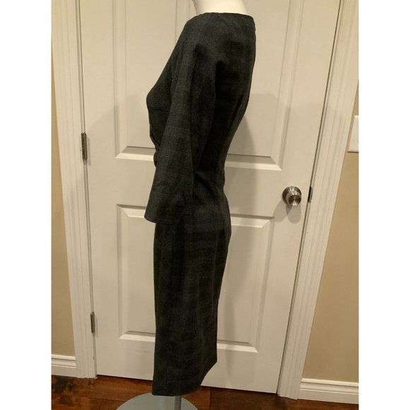 Weekend Max Mara Gray Prince of Wales Patterned Boatneck Dress, Size 4 (US) - Picture 3 of 6